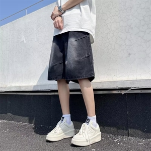 牛仔短裤男夏季设计感宽松阔腿裤复古水洗休闲五分裤21333-p40图片