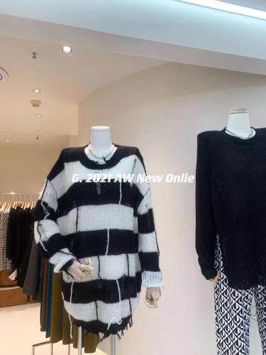 现货秋季新款破洞针织个性毛衣，女装针织衫/毛衣，G