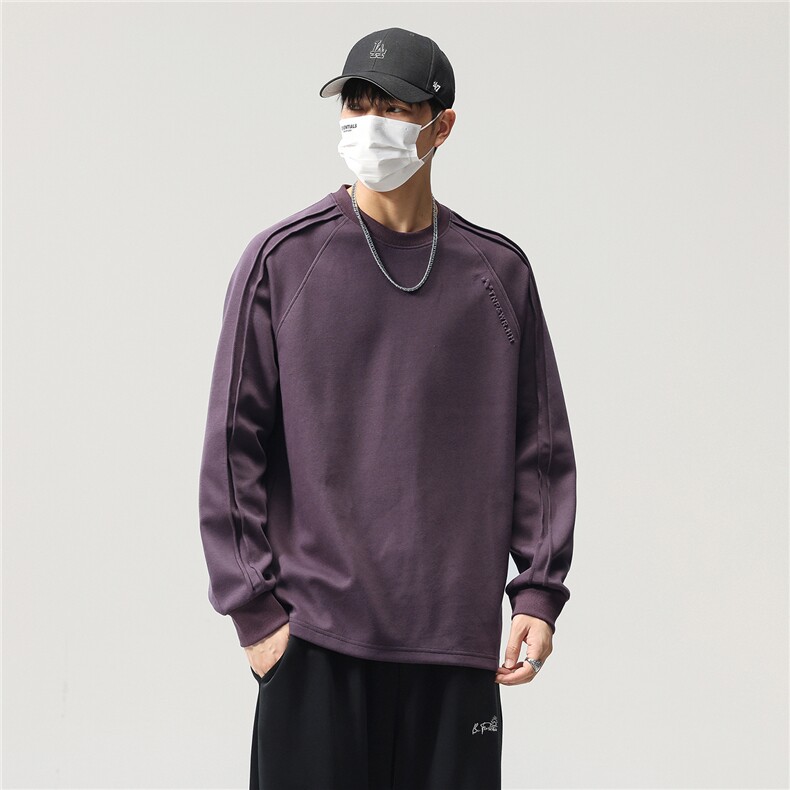 【限价79】男士长袖t恤春秋季2025新款男圆领宽松纯色棉百搭卫衣,男装T恤,电商D215