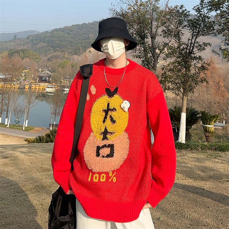 秋冬款潮牌美式高街复古毛衣男女宽松针织外套,男装针织衫/毛衣,星座716-2