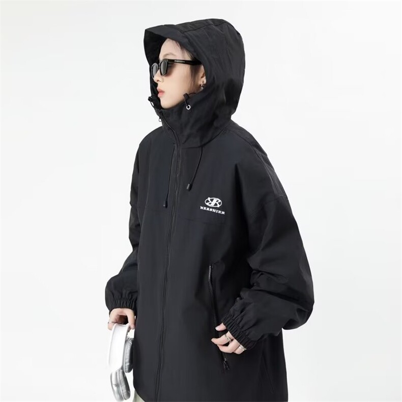 美式街头防风防水户外冲锋衣男女情侣连帽夹克外套宽松CF197-P60,男装夹克,星座1008