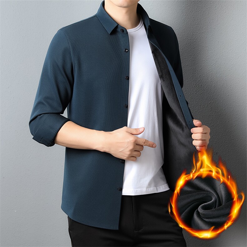 CA10106081钱塘2020-2冬季厚款加绒商务休闲中年男士衬衣P77图片