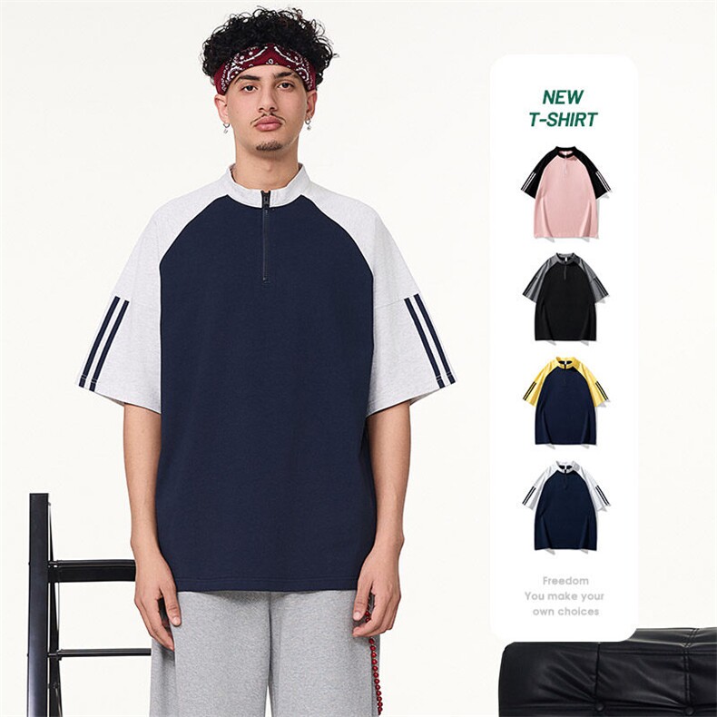 半拉链POLO衫短袖T恤男夏季小众设计感衬衫领半袖上衣，男装Polo衫，星座1206（原A206）