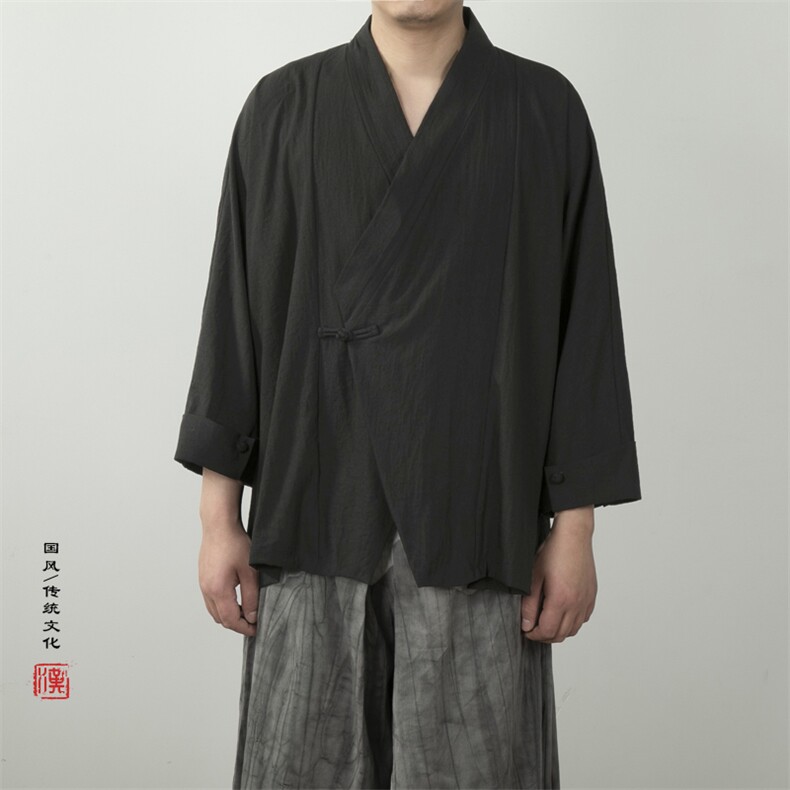 夏装新款风男装改良汉服新中式男外套X06P80,男装民族服装,钱塘802