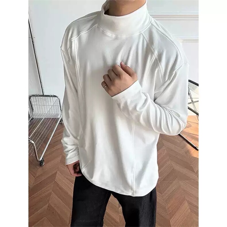 小领口解构德绒长袖t恤打底衫男女情侣美式潮牌宽松6677-P14现货，男装T恤，星座816A（原B366）