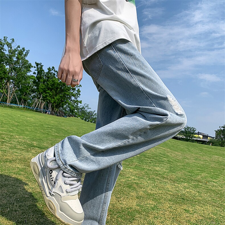 破洞牛仔裤男小直筒B342-K7035-P55直播品质,男装牛仔裤,电商B342