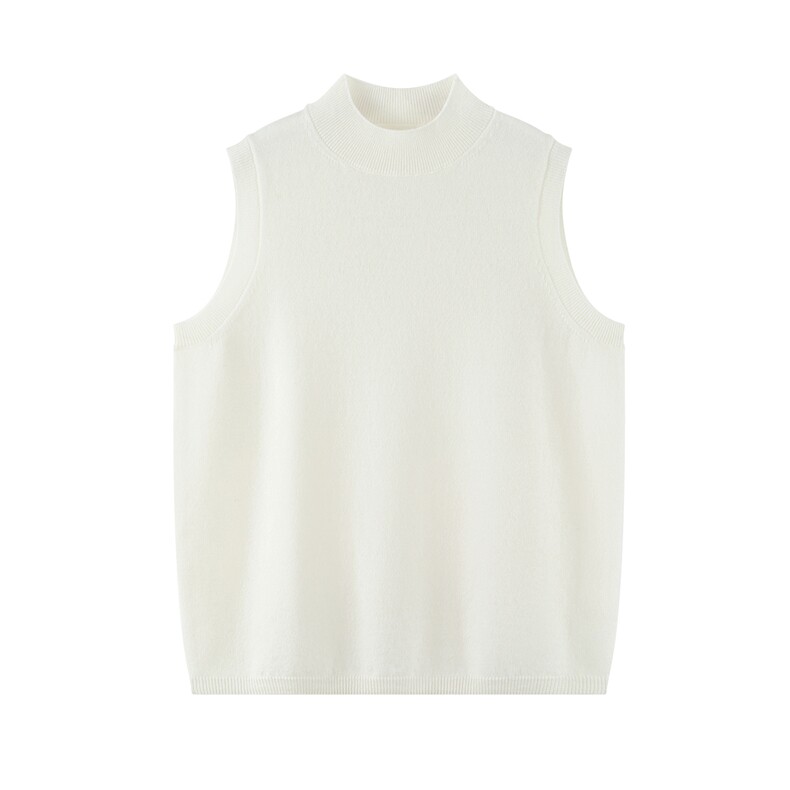 2025秋冬新款一线成衣羊绒衫女100山羊绒纯色半高领坎肩无袖马甲，女装羊绒衫，绒默