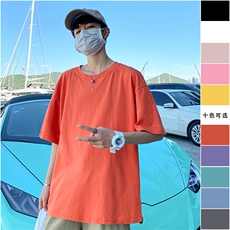 2024夏季新款港风大码纯色圆领10色短袖T恤S-5XHT21000-P15，男装T恤，电商A022