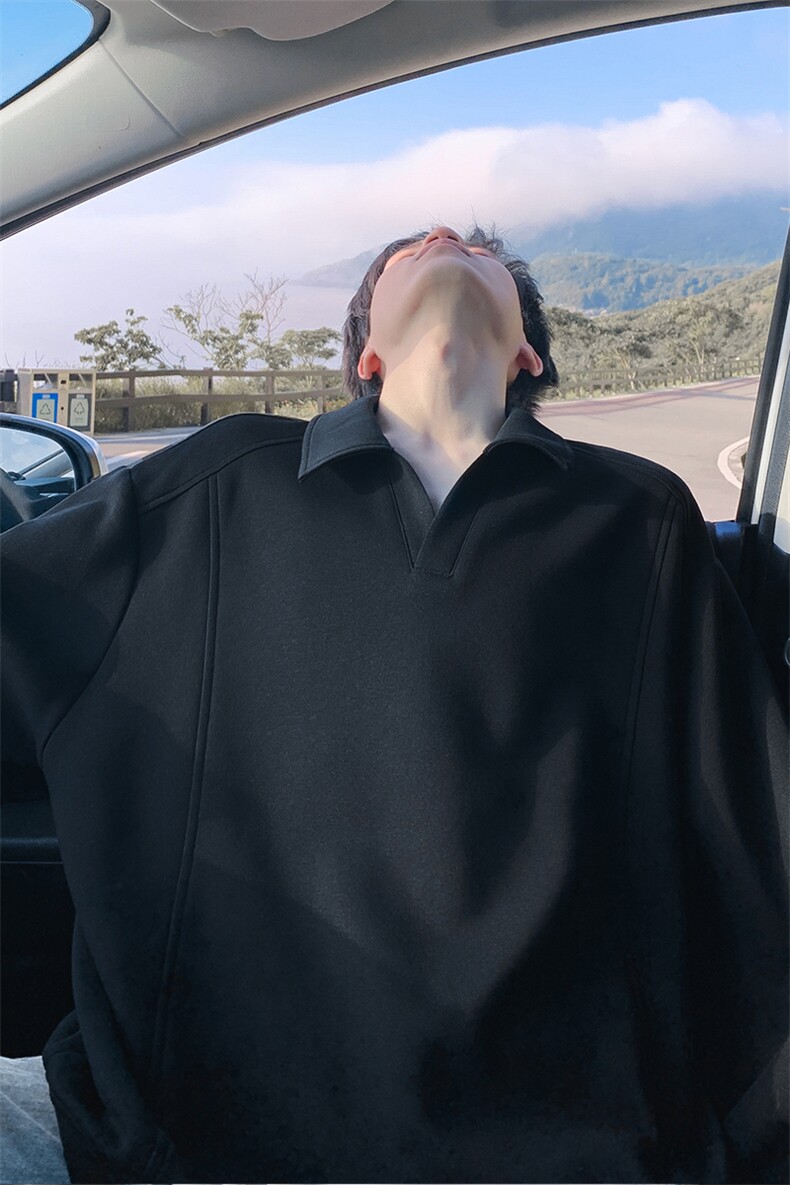特批P38无差价2025秋季420g重磅拼接V领百搭大码正肩卫衣男W5427,男装卫衣,电商A001-1