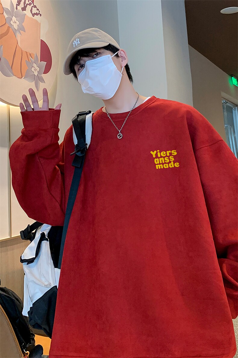 港风供抖音得物高品质直播美式麂皮绒宽松卫衣W3508P38,男装卫衣,电商C408(原B339-1)