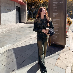 2025秋季新款大气个性时尚牛仔套装图片
