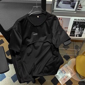 2023新款夏短袖t恤男假两件宽松圆领打底学生半袖带项链GT06P26,男装T恤,星座1116-2