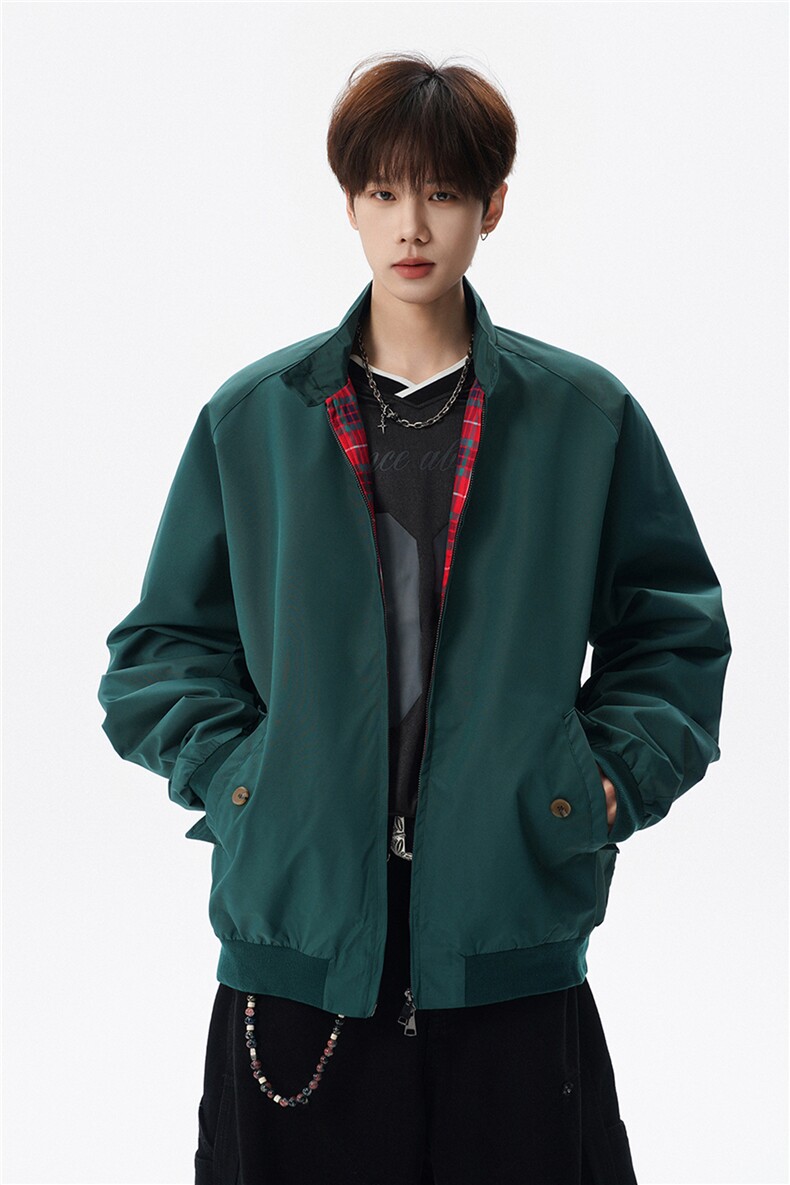 美式复古棒球服外套男春秋季潮牌拉链立领夹克宽松上衣服JK005,男装夹克,电商B312