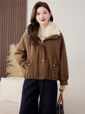 现货】时尚减龄洋气加绒外套2025年秋冬新款宽松加厚派克服，女装棉衣/棉服，仁梯