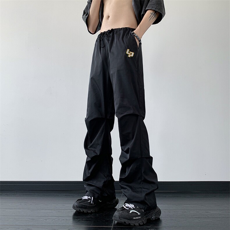 B221 美式ins街头hiphop刺绣宽松褶皱休闲裤子 LK23123-P60 控78图片