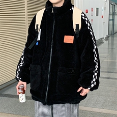 羊羔毛外套男冬季加绒加厚港风潮牌贴布棉服情侣棉衣W2297-P80，男装棉衣，星座512-2