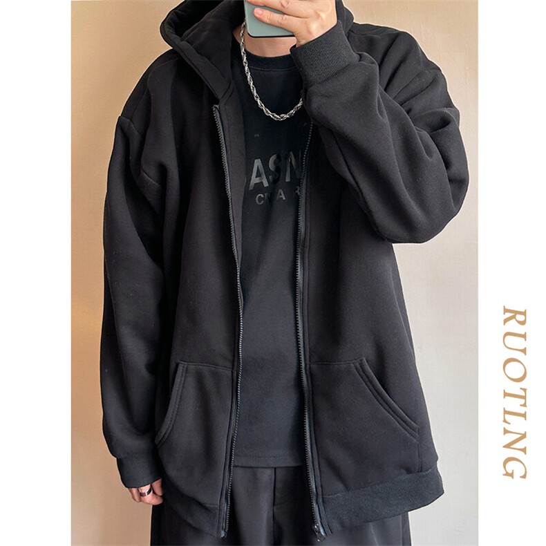 现货-青少年开衫拉链卫衣男秋季宽松休闲连帽外套长袖W6681P60,男装卫衣,电商A351