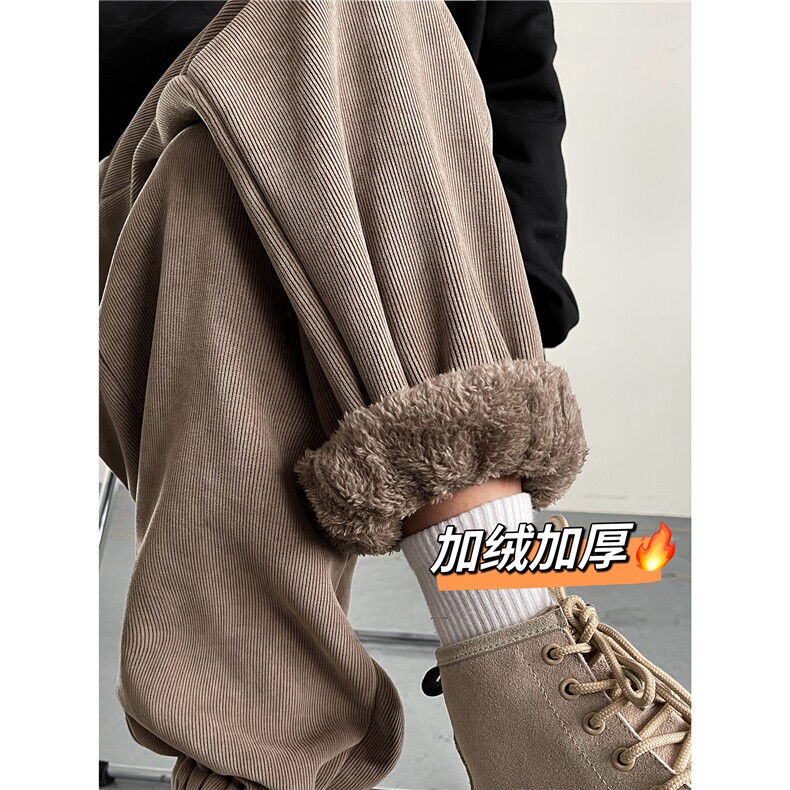 A165-K8791-P6078加绒加厚雪尼尔灯芯绒卫裤休闲裤长裤束脚裤,男装休闲裤,电商A165