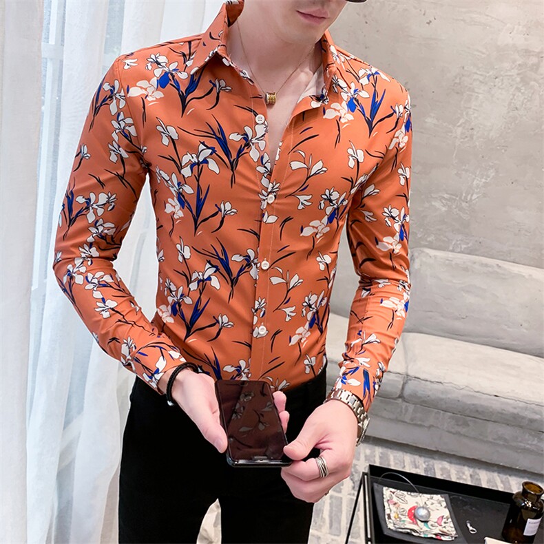 312A-931-P55新款社会精神小伙长袖衬衫男时尚帅气夜店衬衣-首1，男装衬衫，星座312A-5