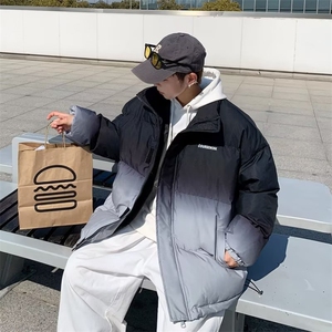 渐变色棉衣男韩版潮流高街帅气2024冬季新款ins宽松外套W4335-P77图片