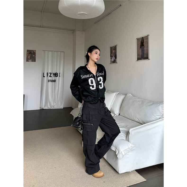美式复古辣妹字母印花垫肩网纱外套女2025新款宽松休闲百搭上衣,女装短外套,星座506A
