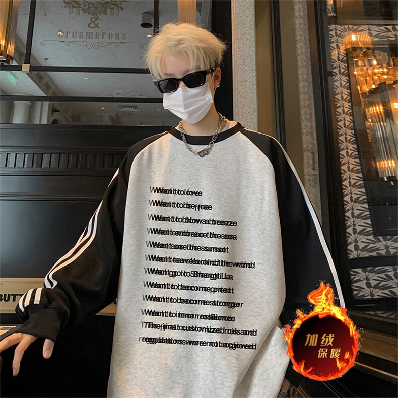 抖音得物供货提供视频秋冬重磅美式宽松织带圆领卫衣0723,男装卫衣,电商A486