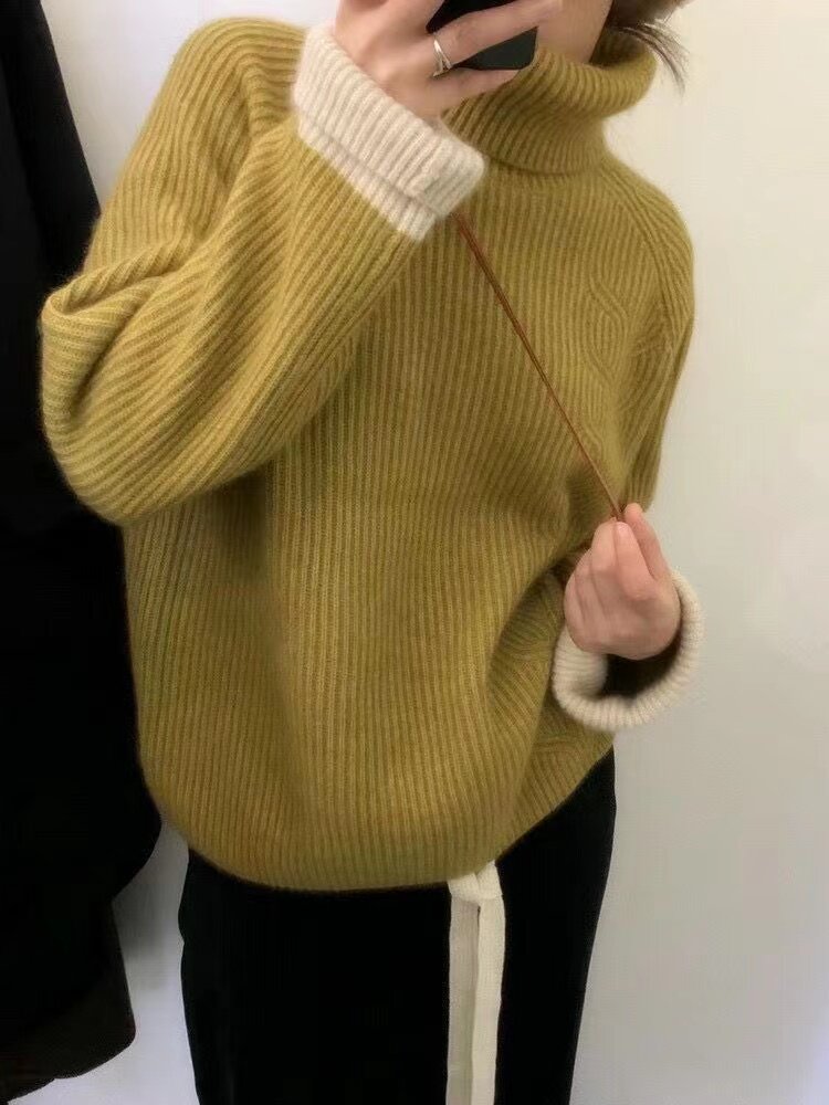 秋季新款舒适显瘦时尚百搭纯毛元宝针反袖羊毛衫,女装羊毛衫,恒恩羊绒