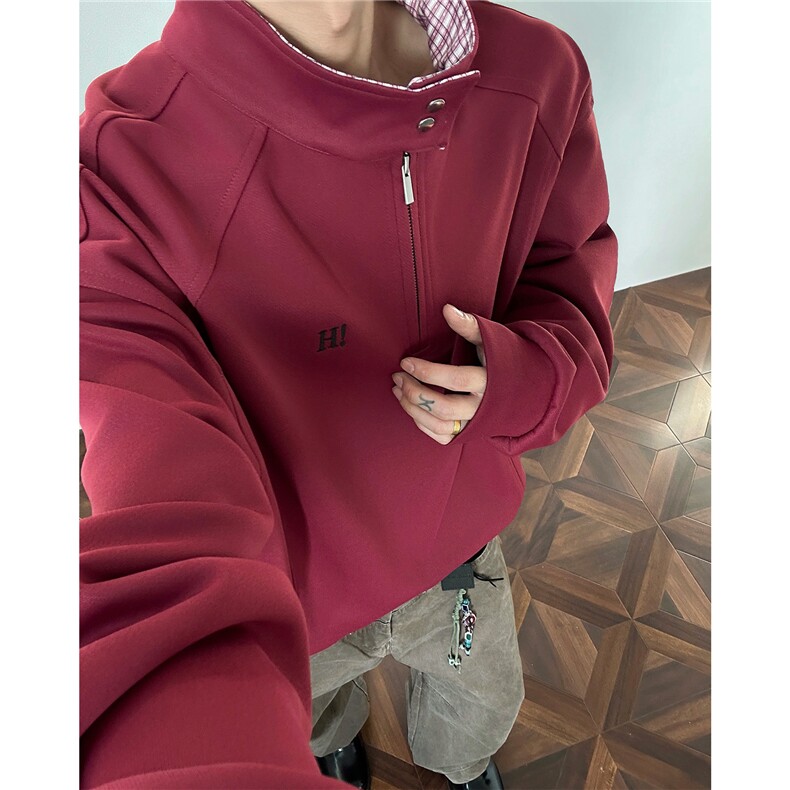 秋冬男士美式半拉链立领运动卫衣男女潮牌秋季情侣外套Polo衫p55，男装Polo衫，电商B319