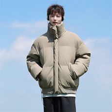 现货5W件冬季三防重磅硬挺boxy短款羽绒立领PU皮棉衣外套加厚棉服，男装棉衣，电商A486