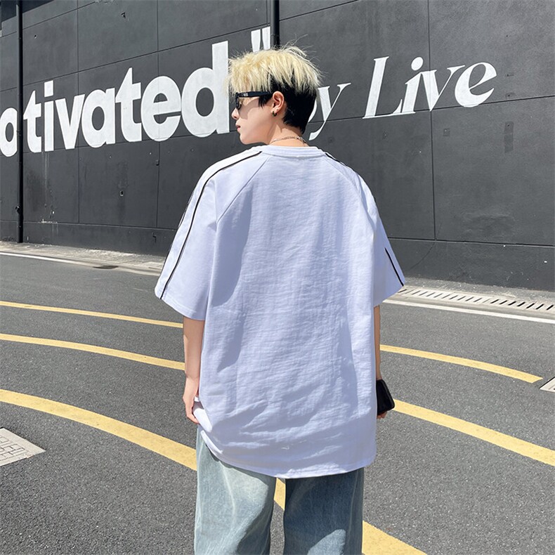 YK86059-P36棉320g重磅插肩袖t恤男款夏季解构分割线短袖,男装T恤,电商A086-1