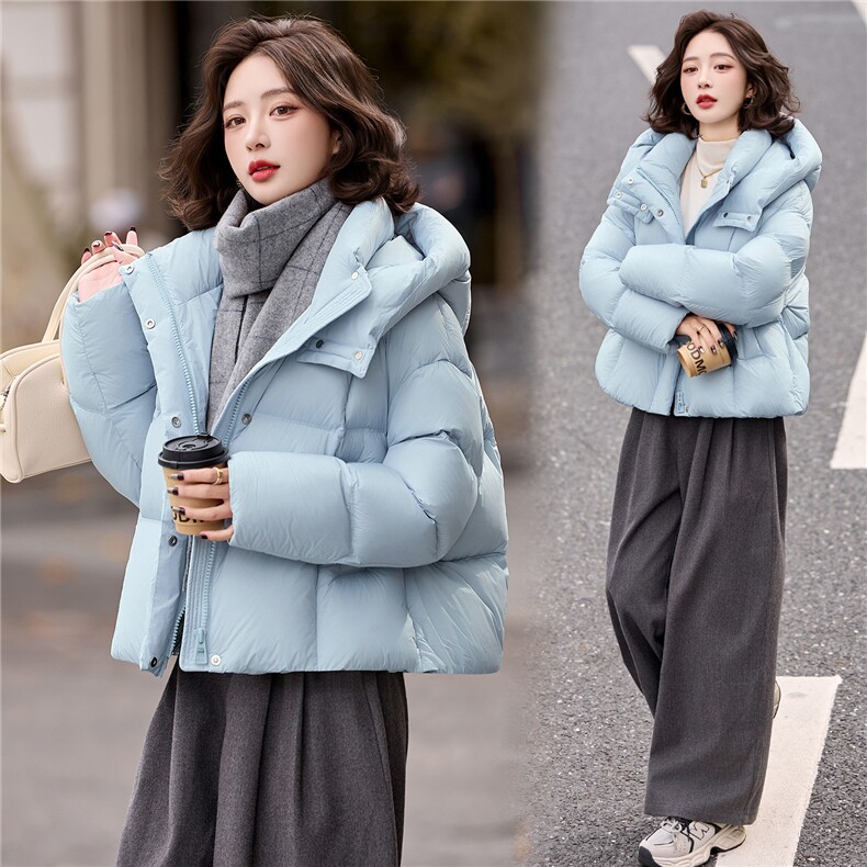 短款连帽立领羽绒服女冬2025新款韩版休闲小个子90白鸭绒加厚保暖,女装羽绒服,辉之琳