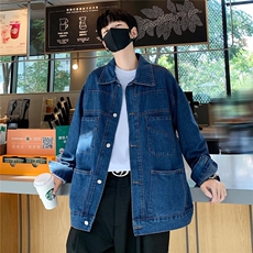 复古深蓝牛仔外套男宽松韩版春秋潮牌夹克牛仔衣百搭秋装JK663，男装夹克，星座1116A-1（原606A）