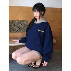 藏青色重磅连帽卫衣男春季高级感美式cleanfit硬挺短款情侣装外套，女装短外套，四季星座505
