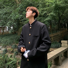 新中式立领西装外套男女胖子加大复古中山装休闲风小西服-XY85，男装西服，星座601-1