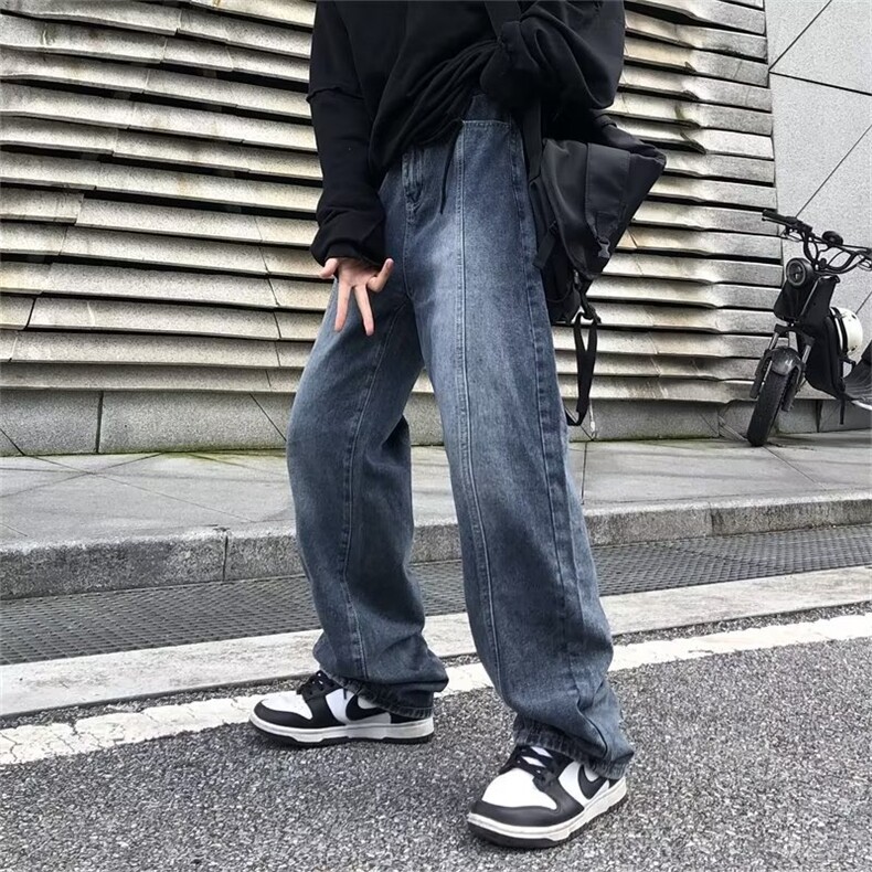 欧美高街vibe裤子ins潮牌牛仔裤男宽松直筒阔腿长裤春秋N819-P46,男装牛仔裤,星座1008