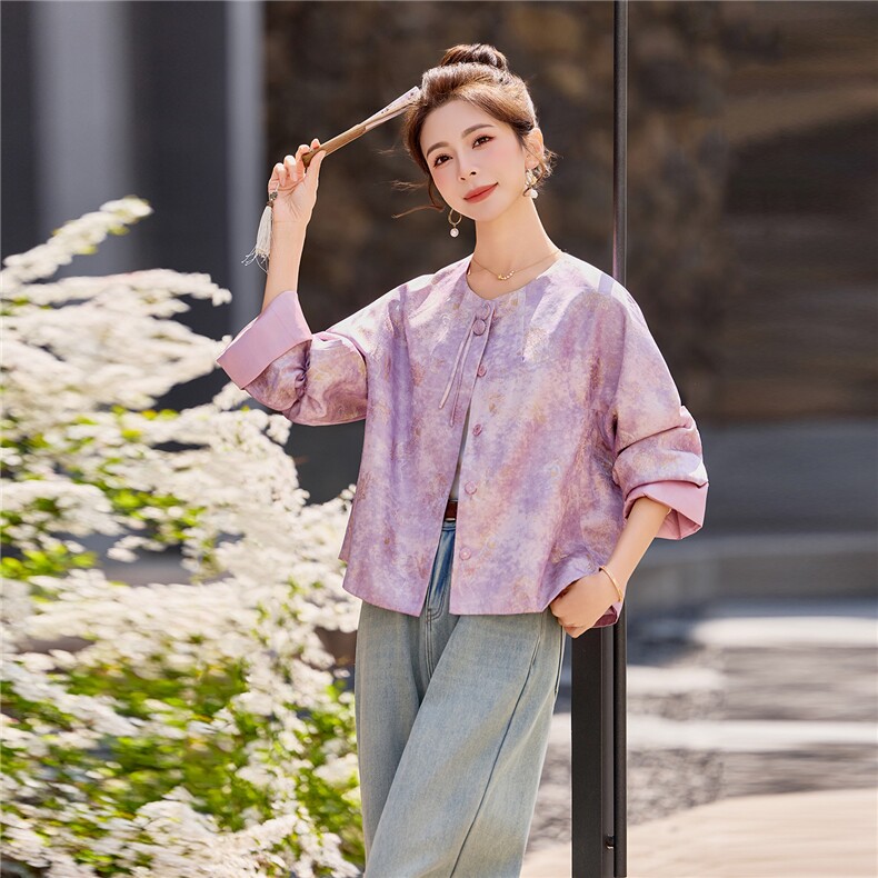 2026年春季新中式提花开春超火外套女,女装短外套,E百度