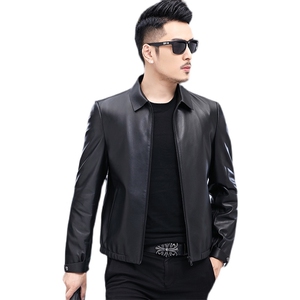 DLSN98132秋冬2021海宁男式绵羊皮皮衣男翻领修身皮夹克P800图片