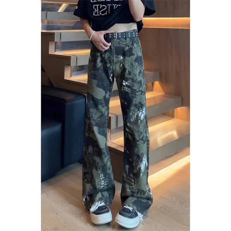 迷彩蛇纹牛仔裤男女帅气炸街裤子高腰修身显瘦微喇裤K569,男装牛仔裤,星座1116A（原606A-3）