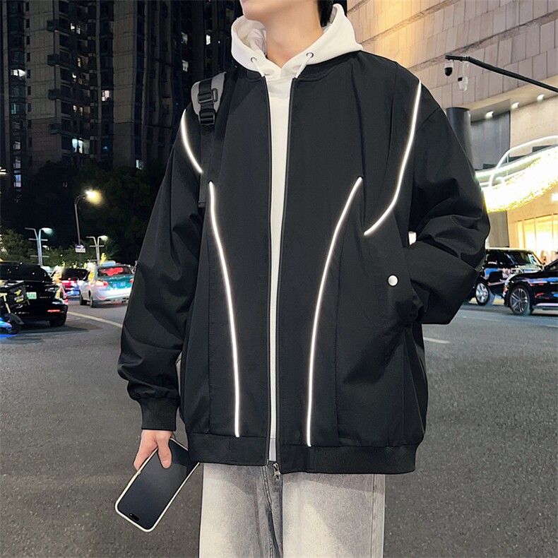 外套男女款放光条复古棒球服秋季情侣潮牌飞行夹克JK0238-P73图片