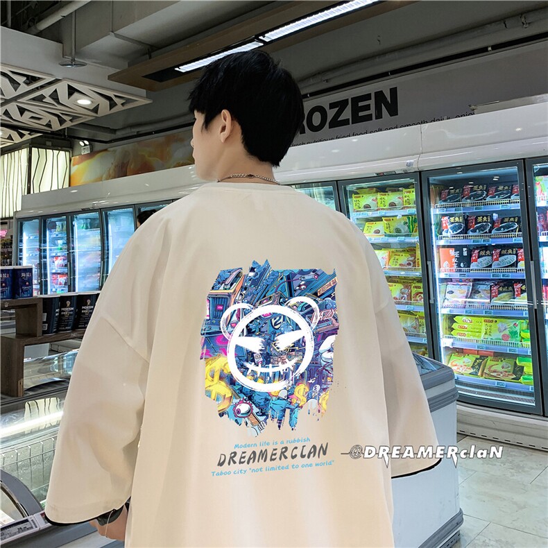 xZ116-T130-p30- M-5XL撞色男潮牌美式情t恤男夏季印花图片