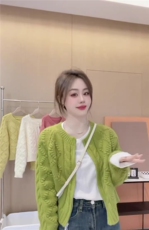 秋季新款糖果色双开拉链开衫时尚百搭，女装针织衫/毛衣，兰叶羊绒