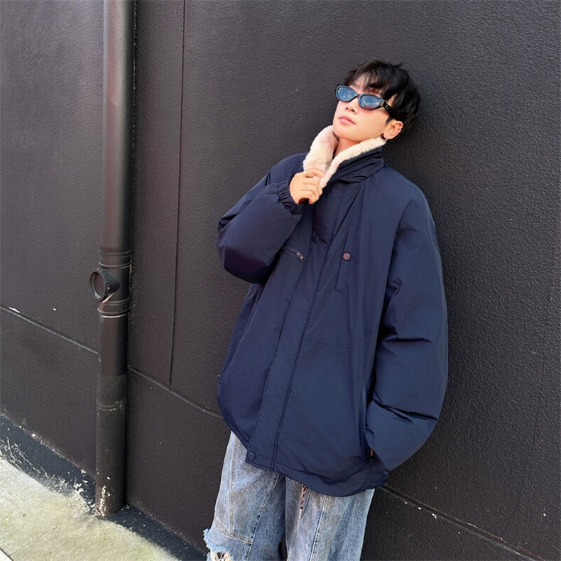 冬季羊羔领拼接可翻立领棉衣男复古户外加厚工装棉服潮MY0175-P78,男装棉衣,星座308B-1