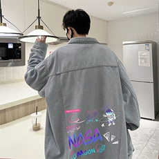 牛仔夹克男大码牛仔外套男茄克NJ77186-P60加绒款-P75，男装夹克，电商A040