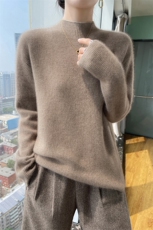 半高领套头打底衫女2024秋冬装新款针织衫羊毛衫，女装羊毛衫，百越羊绒