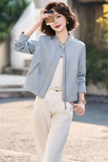 独特超好看蛋白皮衣外套女短款2025春装新款今年流行爆款夹克上衣，女装皮衣，魅丽静蓝