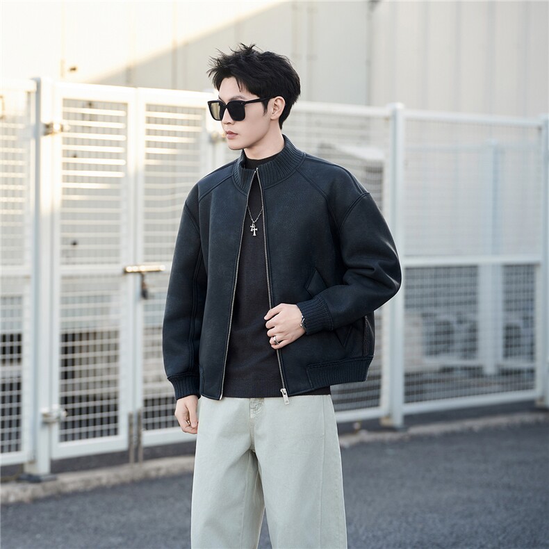 皮毛一体外套男士2025新款皮衣冬季加绒加厚皮夹克B328-7118-P185,男装夹克,电商B328