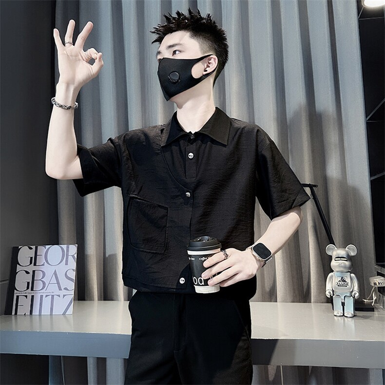 设计感小众衬衫男短袖宽松版潮流百搭社会小伙301C-CS14-P58控78,男装T恤,星座301C（原B323）