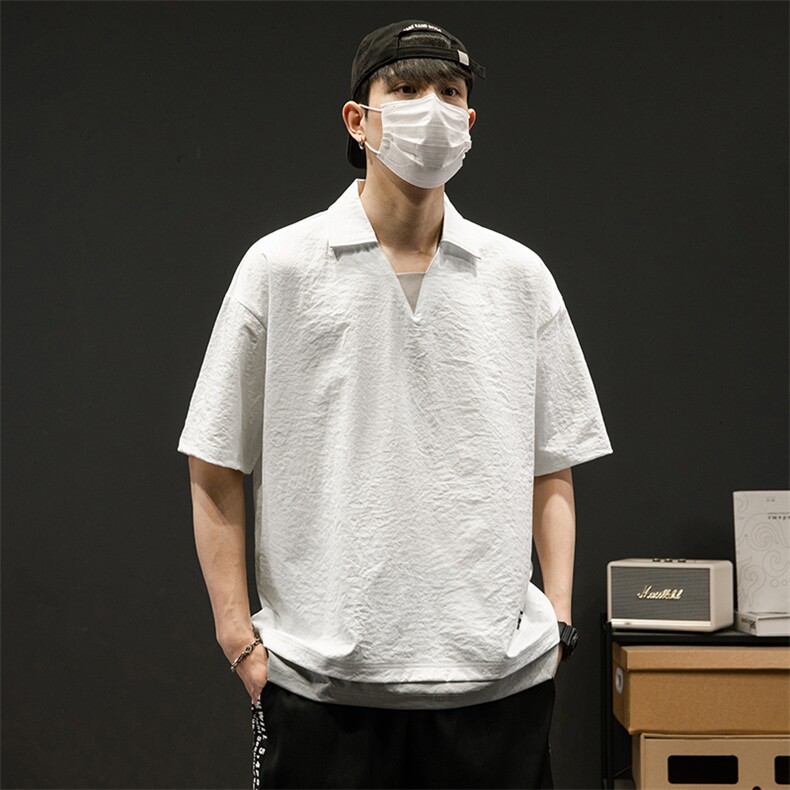 冰氧仿棉短袖个性灰墙体恤休闲百搭纯色POLO衫男上衣TC3143-P35,男装Polo衫,星座717