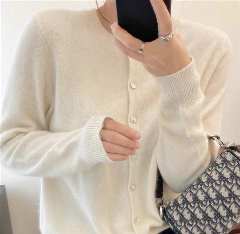 春季针织开衫女早春上衣欧货高端软糯毛衣外套百搭,女装羊绒衫,艾驰羊绒