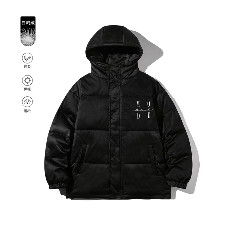 白鸭绒白底22秋冬字母印花休闲百搭保暖连帽棉衣YR149P225控298,男装羽绒服,电商A247-1